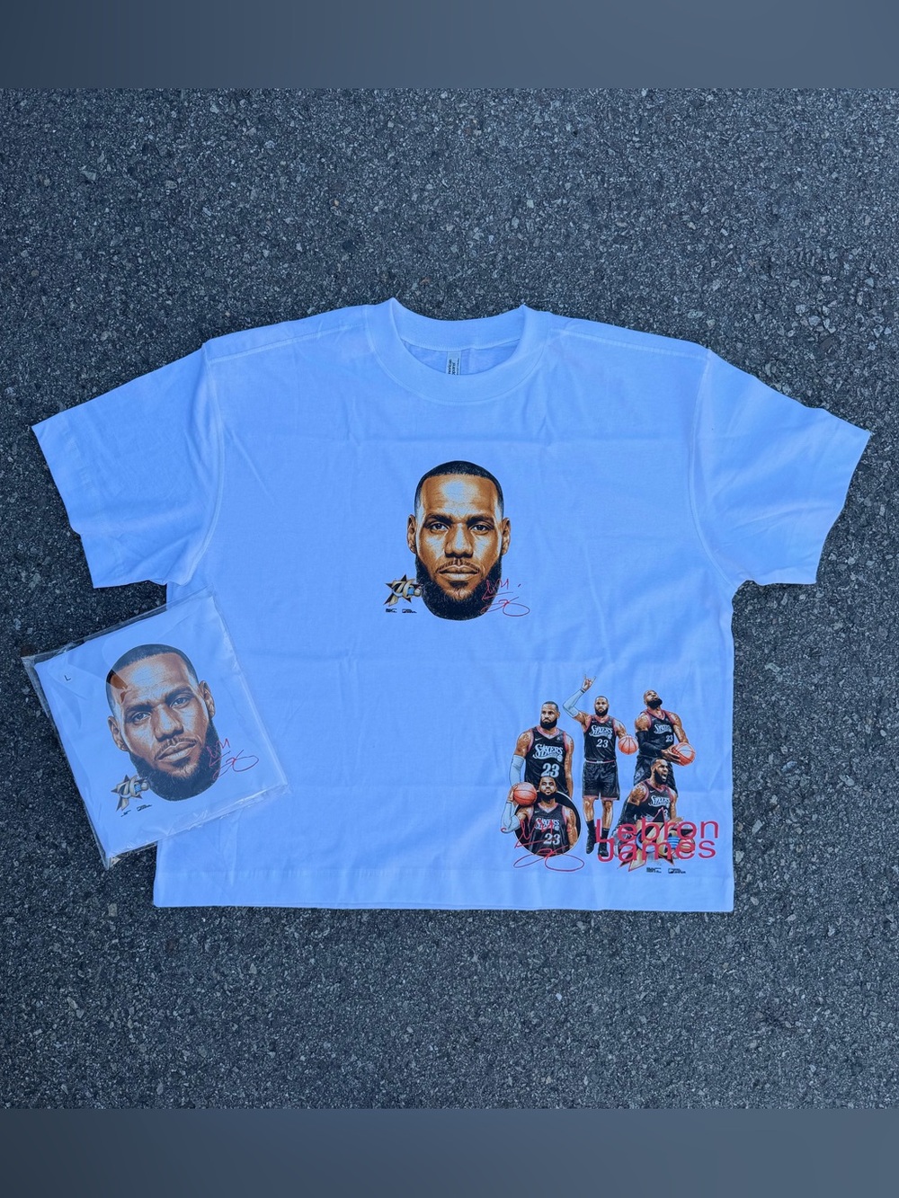 American Apparel White LeBron James Graphic Short Sleeve Tee